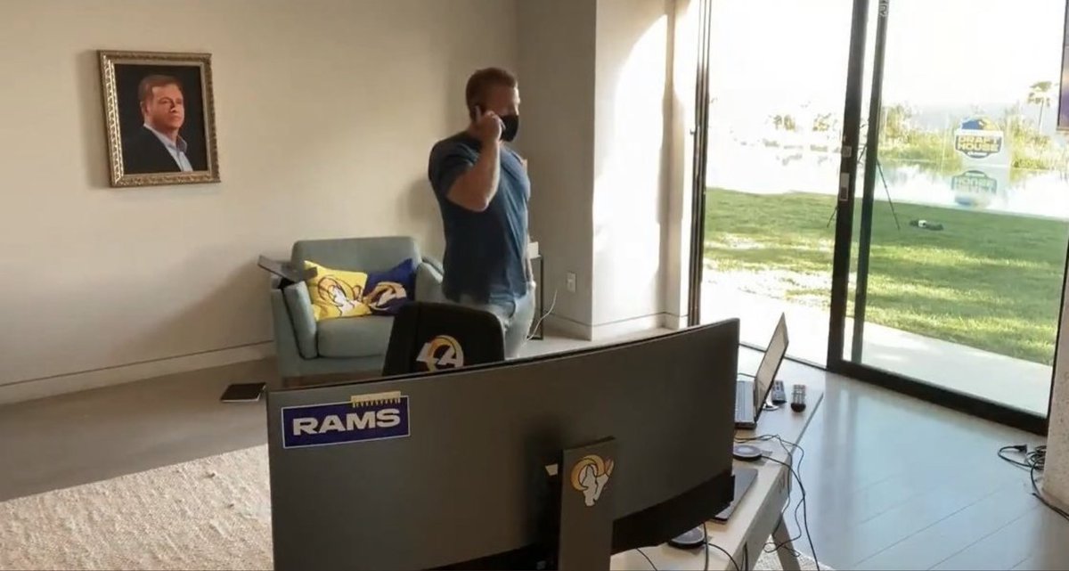 dodgermacD's tweet image. Confirmed, @Rams winning the #SuperBowl.  Just ask #Comissioner Roger Goodall on the wall.