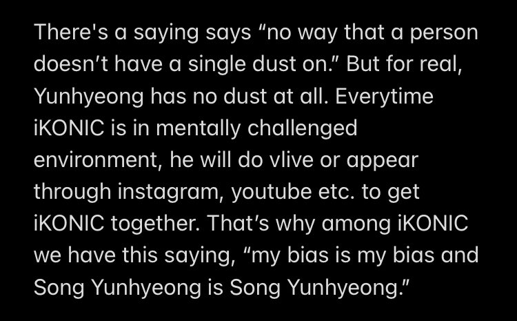 That’s why among iKONIC we have this saying, “my bias is my bias and Song Yunhyeong is Song Yunhyeong.” #iKON  #아이콘  @YG_iKONIC