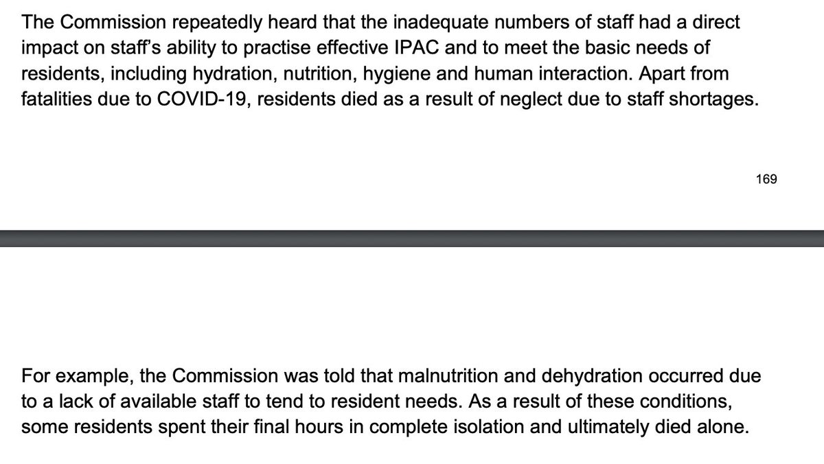 "Apart from fatalities due to COVID-19, residents died as a result of neglect due to staff shortages.... As a result of these conditions, some residents spent their final hours in complete isolation and ultimately died alone."