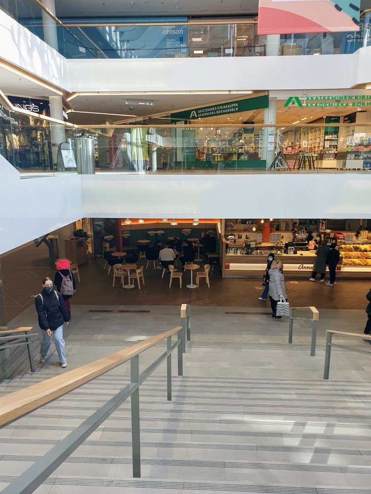 Shopping centres are open and have been the whole time. No limits as to how many are allowed to sit by a table in a café / restaurant in a shopping centre. But still many of them were quite empty.