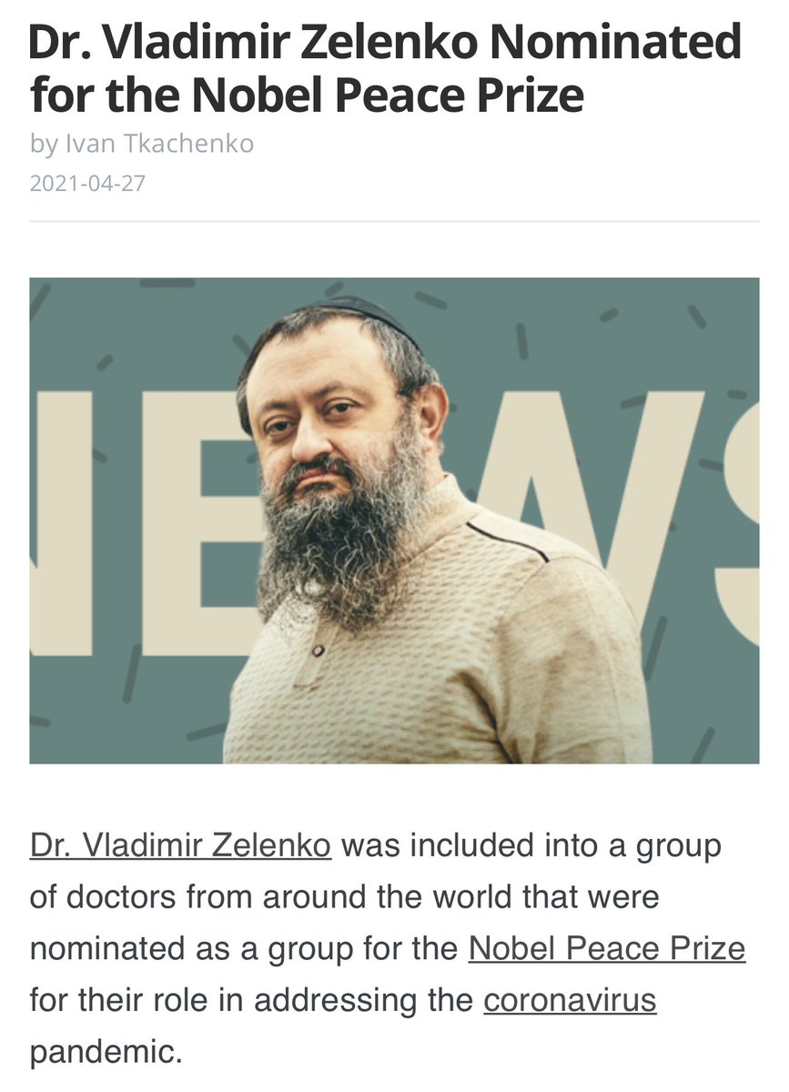 Dr. Vladimir Zelenko, an early adaptor and pioneer of the HCQ protocol, has been nominated for a Nobel Peace Prize. This is the same doctor Twitter censored & banned from its platform. His treatment has saved hundreds of thousands of lives. Well deserved, Dr. Zelenko!