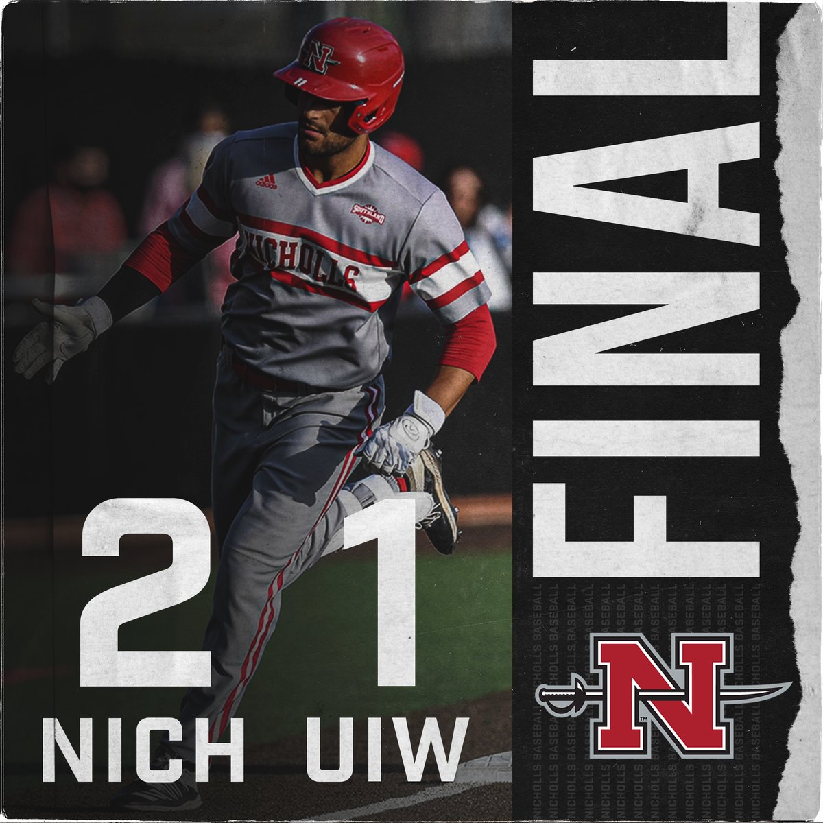 Nicholls_BSB's tweet photo. JOE TAYLOR W/ THE ONE-TWO-THREE!

The Red &amp; Gray closer strikes out the side here in the ninth, officially clinching his EIGHTH save of the year en route to a one-run Nicholls victory!

Next up, the Colonels host a key twin bill tomorrow afternoon, first pitch at 3 pm.

#dirtyred https://t.co/d0bcB2yIT5