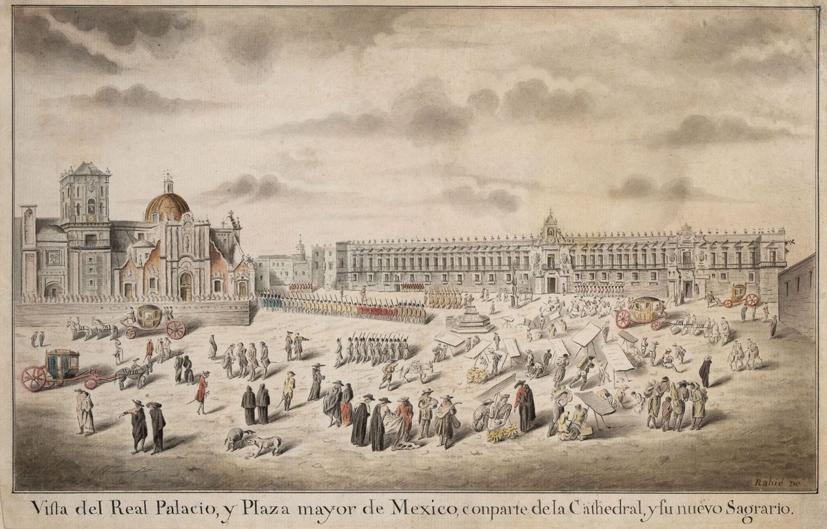 MauricioLlergo's tweet photo. Vista del Real Palacio, y Plaza mayor de Mexico, conparte de la Cathedral, y su nuevo Sagrario. R G Rabie 1768 https://t.co/RlhsUEtvKK