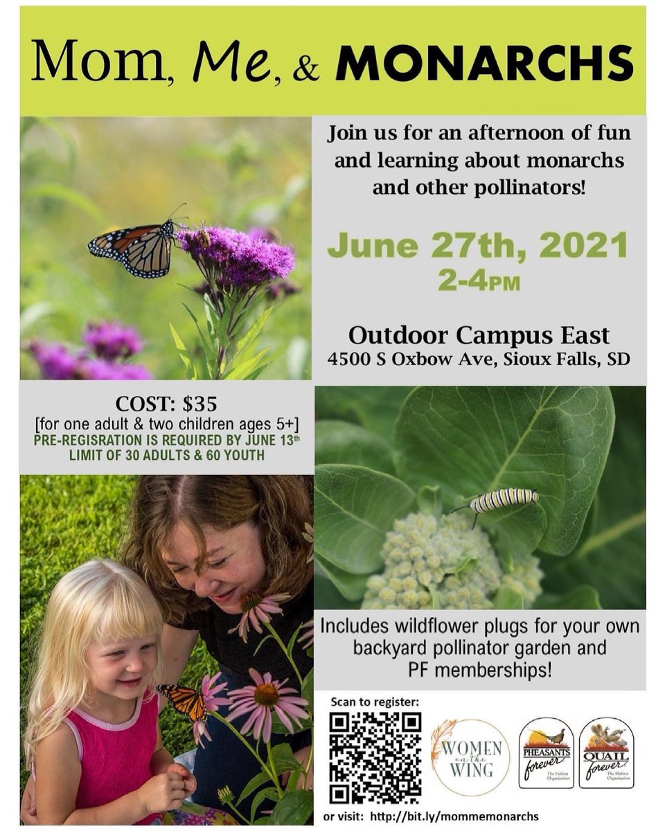 Moms, are you wanting to learn more about monarchs &amp; native flowers with your kiddos? Come join us for a fun day of outdoor activities learning about native flowers &amp; pollinators! Space is limited so sign up today!
For more information &amp; to sign up, visit: bit.ly/mommemonarchs