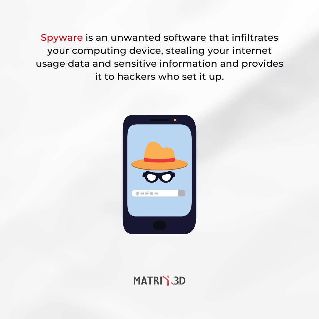 Matrix3D_India's tweet image. Spyware in simple words.

#learnwithmatrix3d #cybersecurity #CSMEbyMatrix3D #CyberSecurityMadeEasy #informationsecurity #datasecurity #dataleakage #spyware