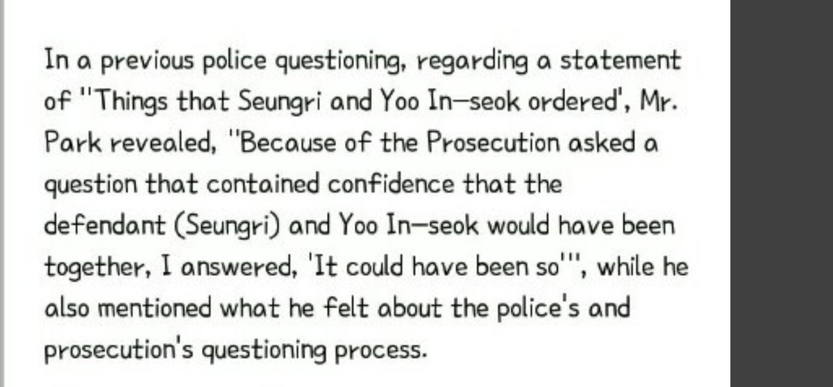  4th hearing: The next witness, Mr. Park stated that Yoo In-seok was the one who ordered for prostitution mediation, not Seungri. Park claimed he felt immense pressure by the police  #StopLyingAboutSeungri  #ScreamOutForSeungri