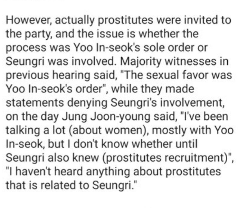  11th hearing:Jung Joon-young's witness questioning statements - admitted using prostitution for himself, arranged by Yoo In-Seok- denied Seungri's prostitution mediation charge- testified re aggravated assault incitement charge #StopLyingAboutSeungri  #ScreamOutForSeungri