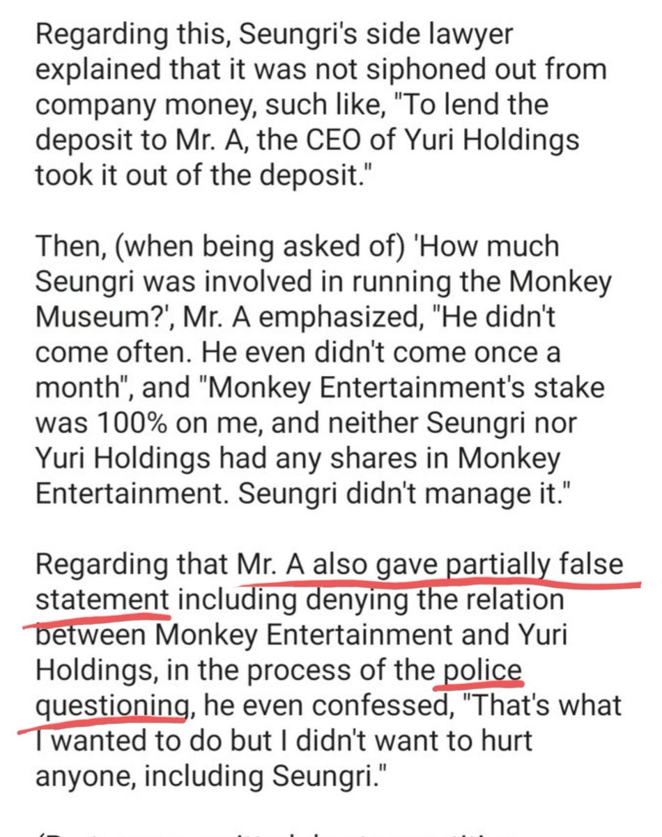  13th hearing: Witness Mr. A, Monkey Museum CEO, testified that Seungri had no involvement in Monkey Museum operation & revealed about Monkey EntertainmentAlso Mr. A admitted he gave false statement during the police questioning  #StopLyingAboutSeungri #ScreamOutForSeungri
