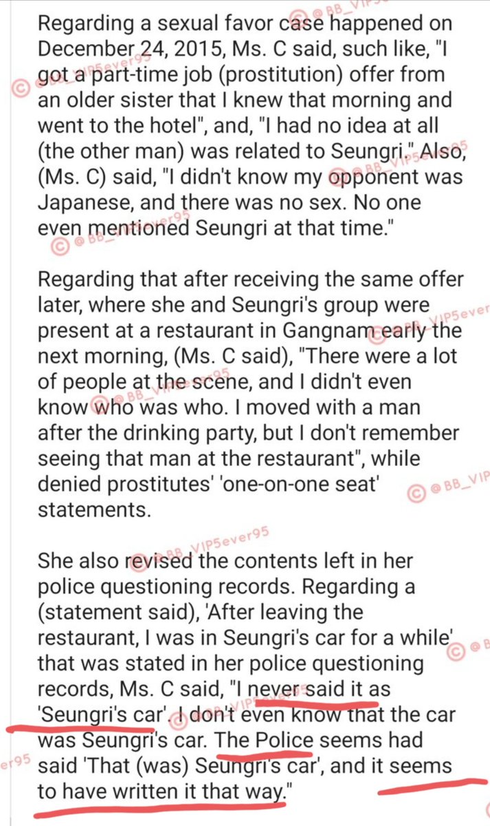  13th hearing: witness Ms C appeared for prostitution mediation charges & also raised an issue that her actual statements are partially different compared to those written in her police questioning records  #StopLyingAboutSeungri #ScreamOutForSeungri https://twitter.com/allkpop/status/1375870159890550795?s=20