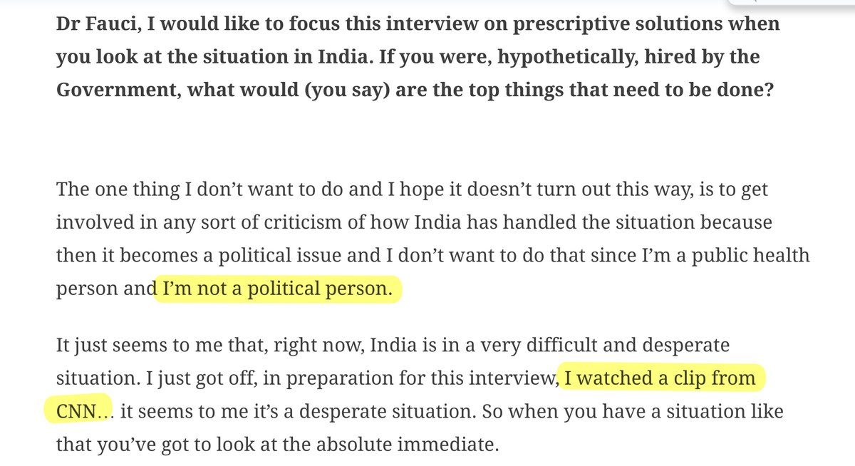 1. He says he isn’t a political person, but anyone who has followed him during USA election 2020, knows he’s a political person 1a. He makes it easier by saying his source of what’s happening in India is “CNN” which is similar version of NDTV/Barkha of USA