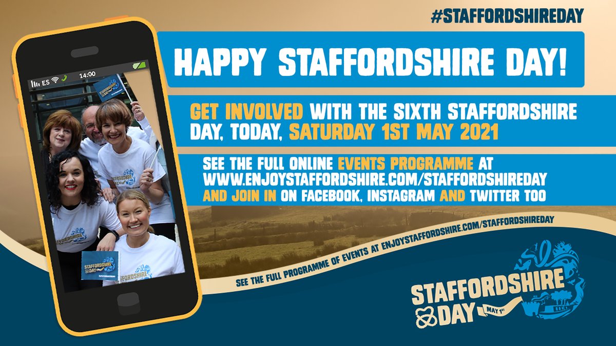 Good Morning and HAPPY STAFFORDSHIRE DAY from Staffordshire County Council.
TODAY, Saturday 1st May 2021, marks the SIXTH annual celebration of everything #Staffordshire. 
So let's all share some LOVE and fly the flag for #StaffordshireDay.
See What's On
enjoystaffordshire.com/staffordshired…