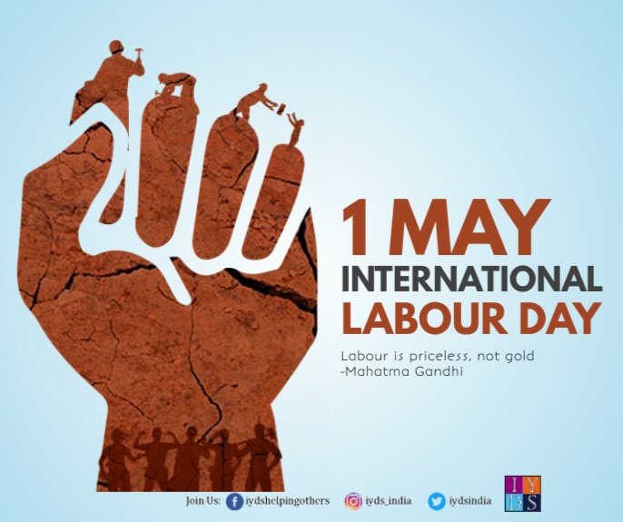 iydsindia's tweet photo. Best wishes on #labourday our respect to workers who are the backbone of our society.
#LabourDay #labourday2021 #Labour_Day #1May #mayday #WorkersDay #workersday2021 https://t.co/sEodeMhPz3