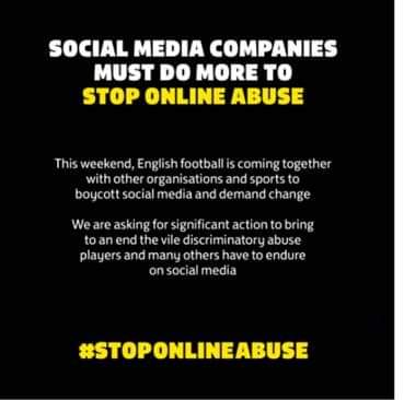 This weekend we are coming together with other sports and organisations, to boycott social media and demand change.
#StopOnlineAbuse