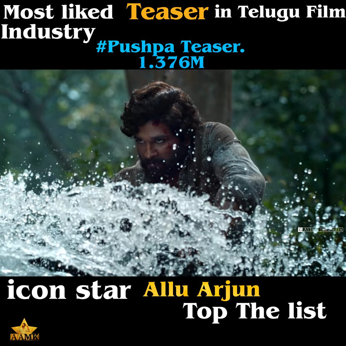 MOST Liked Teasers In Telugu Film industry 

👉 #pushpa 1.376M
👉#RamarajuForBheem - 1.375M
👉#VakeelSaab - 952K
👉#BheemforRamaraju - 915K
👉#Acharya - 670k
👉#BharatAneNenu - 662K
👉 #AVPL 652k 

Icon star @alluarjun Tops The list 💥