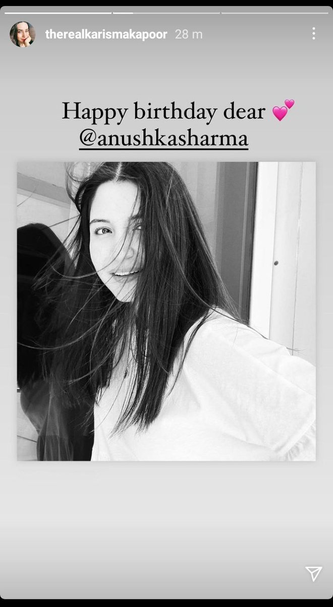 Karisma kapoor via Instagram story "Happy birthday dear" #HappyBirthdayAnushkaSharma