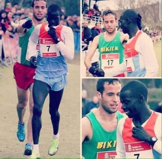 Kenyan runner Abel Mutai was only a few meters from the finish line, but got confused with the signs and stopped, thinking he had finished the race. A Spanish man, Ivan Fernandez, was right behind him and, realizing what was going on...