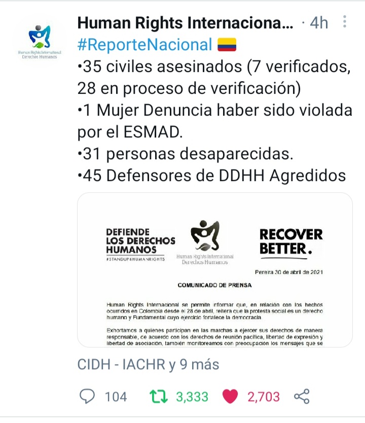 AndresE436's tweet photo. @elpais_america #DuqueRetireLaReformaYa
#NosEstanMatando
#NosEstanMasscrando
#DuqueAsesino
#1MTodosALasCalles
#CaliSeLevantaPorLaVida
#SOSCaliDDHH
#CaliResiste
#CaliDDHH
#ColombiaResiste
#ColombiaDDHH
#UribeDioLaOrden
#UribeGenocida
#UribeEsUnNarcoAsesino
#EstadoNarcoParamilitar https://t.co/AMHVkD6rWF