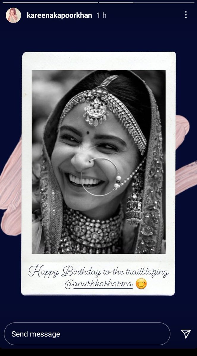 Kareena kapoor via Ig story"Happy birthday to the Trailblazing" #HappyBirthdayAnushkaSharma
