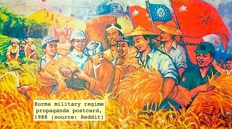 6. After Ne Win 1962 coup, peasant propaganda & land reform promises but farmers forced to sell rice to regime at low price. They resisted by decreasing production, illicit market, export smuggling. Forced relocations, forced labor = ethnic rural areas increased armed resistance.
