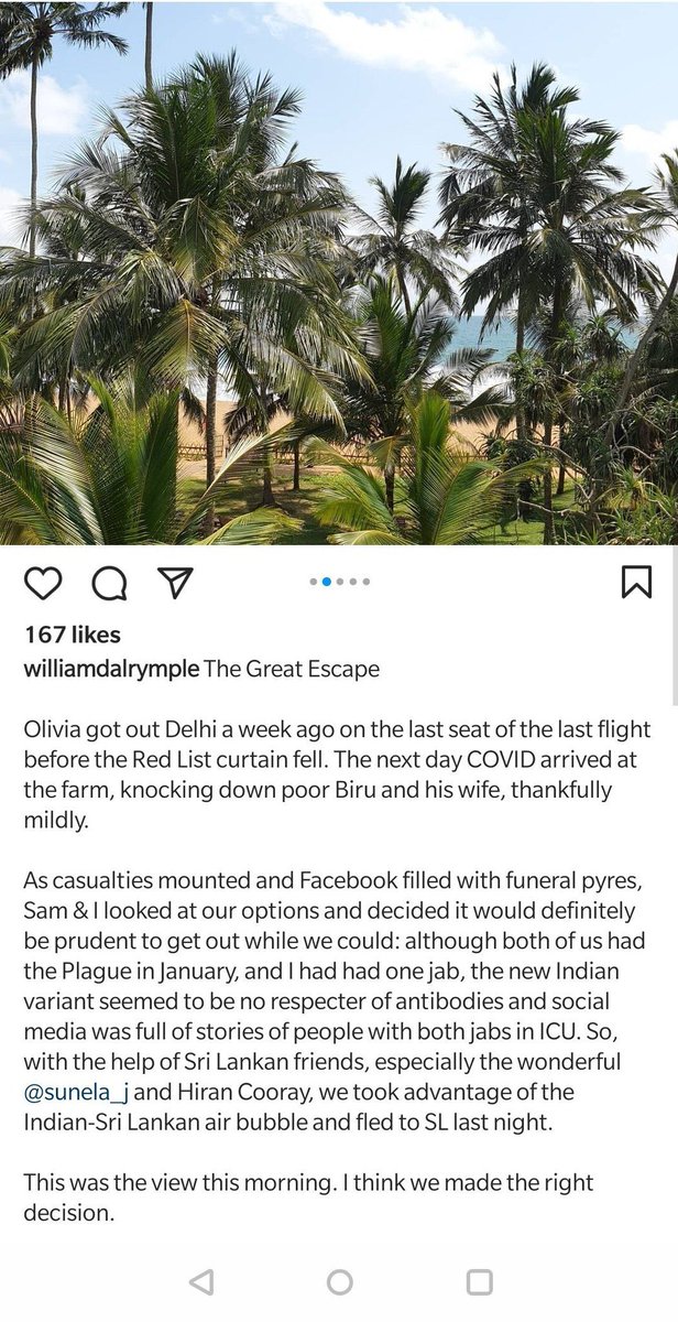 Dear  @GotabayaR sir, this man William Dalrymple has entered your country from India while his help was down with Covid. In his words, he was helped by Sunela Jayvardhane &  @hirancooray - thus endangering life of common SriLankans. SL Govt shud take action against him sir.  https://twitter.com/alarabiya_eng/status/1388367330024038401