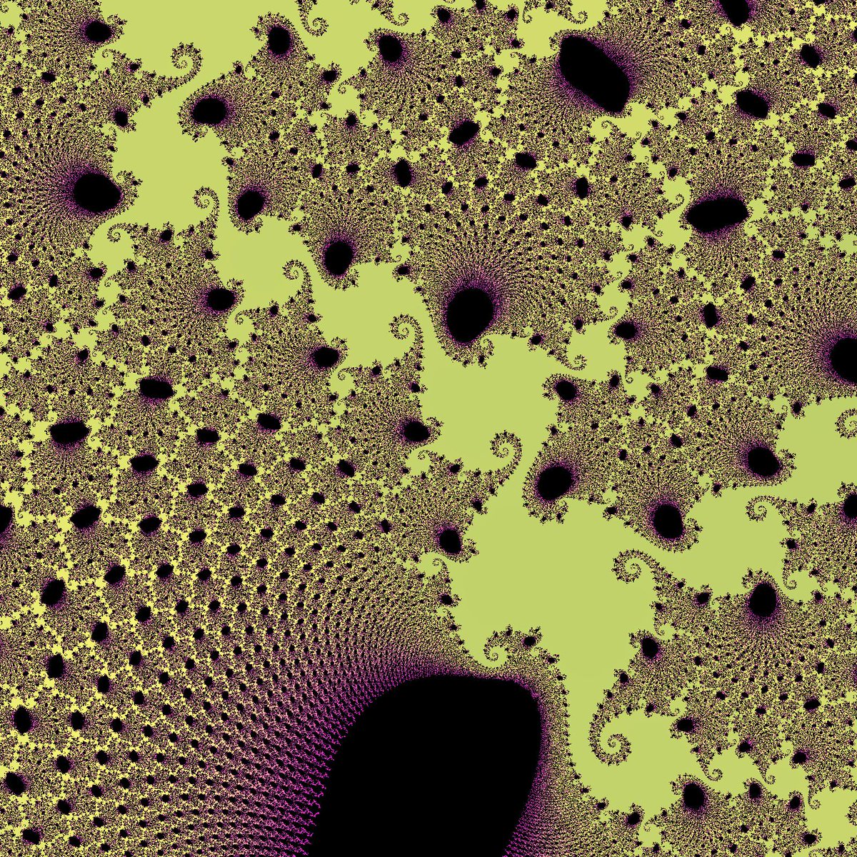 randommandelbot's tweet image. -0.7426160484943127 + -0.09950251260714876i at zoom 1.5197423242e+10. jit:20210127030002