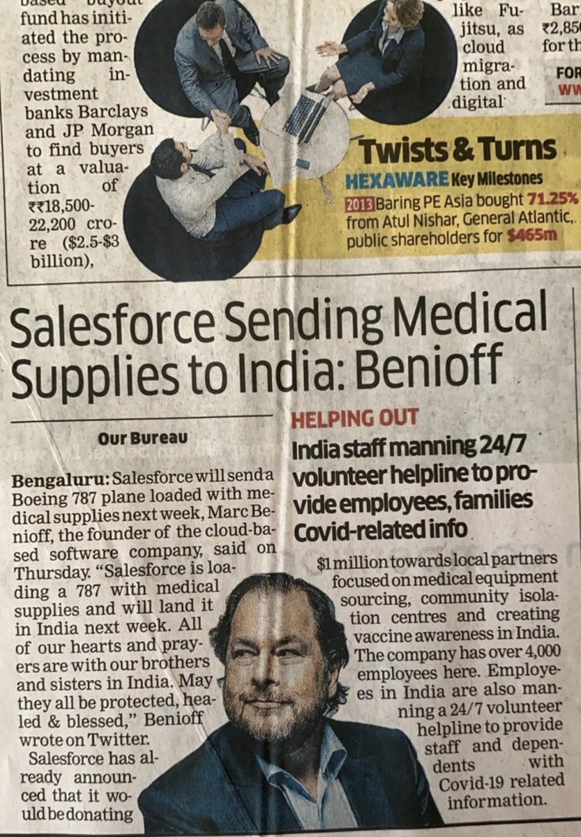 Salesforce is loading a 787 with medical supplies and will land it in India next week. All of our hearts and prayers are with our brothers and sisters in India. May they all be protected, healed, &amp; blessed. ❤️🇮🇳