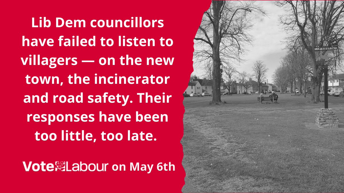 beachlabour's tweet photo. The #LibDems have failed to support the residents of #Waterbeach and the nearby villages. In @JamesBullLabour and #JaneWilliams, #Labour have local candidates who know the local community. Lets change things on #May6th, #VoteLabour https://t.co/oHoxYzJKeF