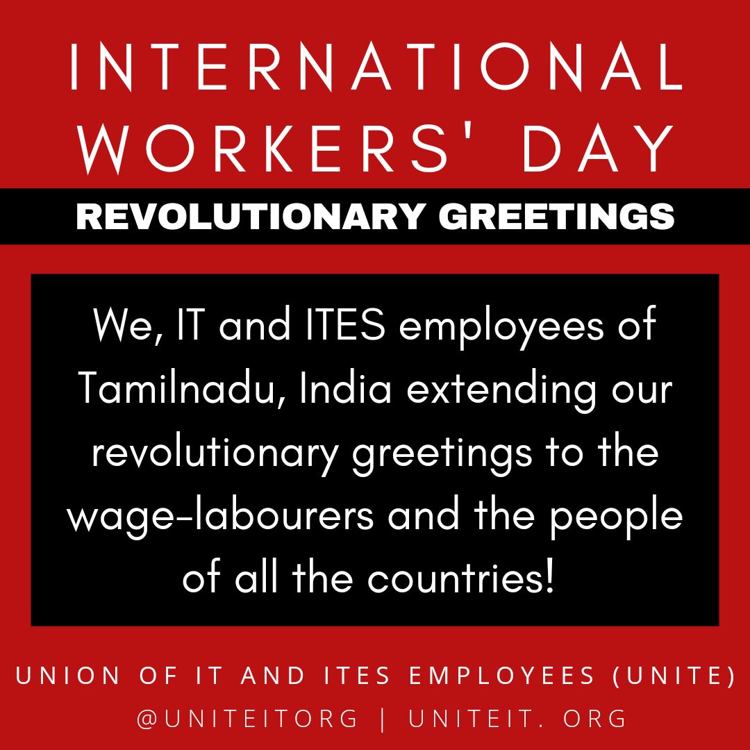 UNITEITORG's tweet photo. #UNITE and it's members extend our revolutionary greetings to the wage labourers and the people of all countries. 

Let us remember the sacrifices of workers by which almost 8 hour work day came to reality. https://t.co/p14JPkFrcS