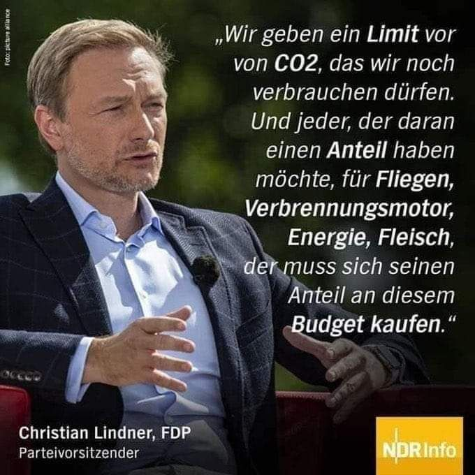 Freunde, Aufwachen! Schaut mal, was Lindner hier von sich gegeben hat. #FDP ist Erfüllungsgehilfe der Grünen und des #GreatReset Arme bzw. nicht wohlhabende Menschen werden sich all das (Reisen, Fleisch etc.) nicht mehr leisten können.