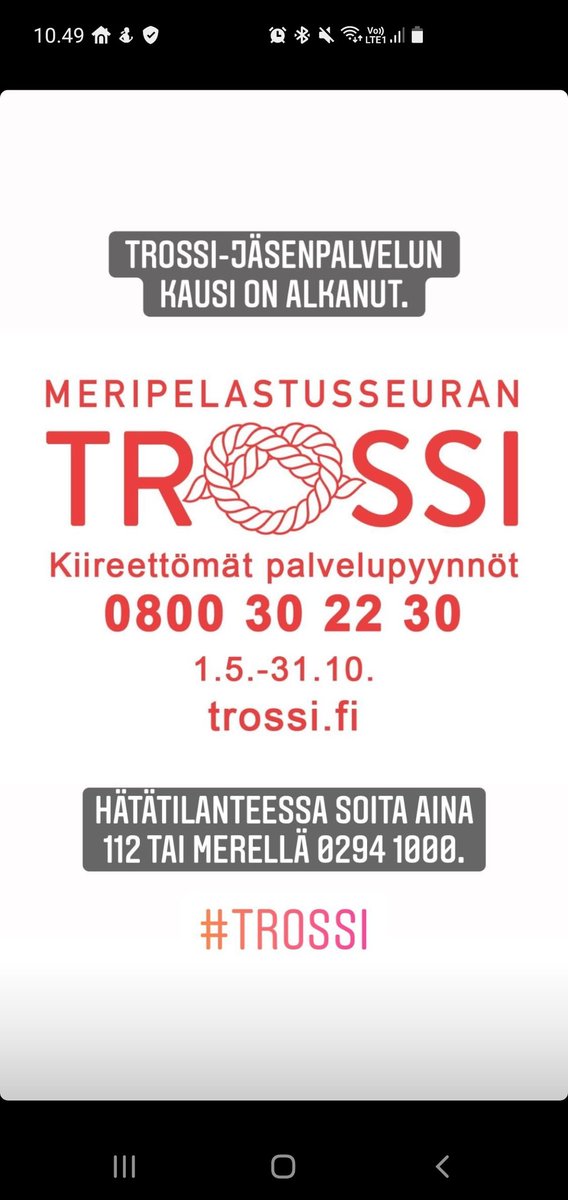 Tästä se taas alkoi... Trossi-palvelu toiminnassa aina lokakuun loppuun asti.