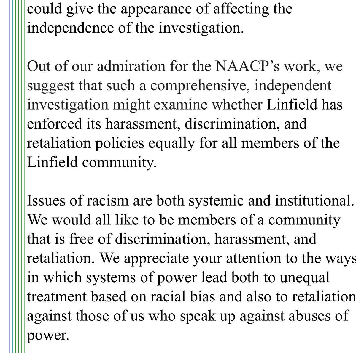 9)Given the lack of transparency and confusion surrounding this investigation, particularly the day after the VONC against Davis, we 6 faculty emailed the following: