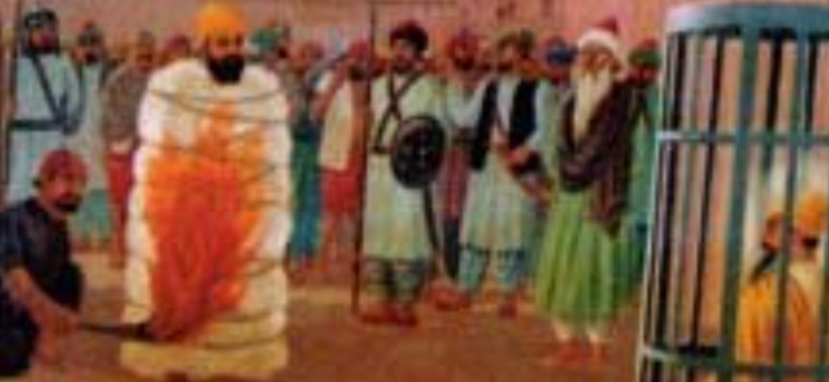 On listening his reply, Kazi ordered him to be wrapped in cottan, pour oil on him and to burn. Bhai Sahib remained calm and left for his heavinly abode reciting Waheguru-Waheguru.14/1
