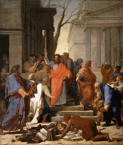 J'en profite aussi pour vous présenter mon may préféré : "La prédication de saint Paul", peint par Eustache Le Sueur en 1649. Il est aujourd'hui exposé au Musée du Louvre, dans le département des peintures françaises. N'hésitez pas à passer le voir lors de votre prochaine visite.