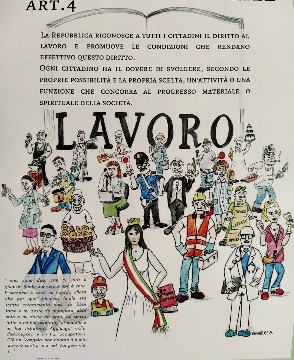 AcPisa's tweet image. «Ebbi fame e mi deste da mangiare, ebbi sete e mi deste da bere, fui senza tetto e mi hai ospitato, fui malato e mi hai visitato». Aggiungo: «Fui disoccupato e mi hai occupato».
C’è nel Vangelo; non ricordo il punto dov’è scritto, ma nel Vangelo c’è.
(Giorgio La Pira)
#1maggio