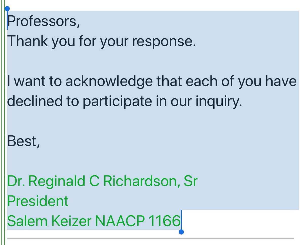 On April 22, the same day we emailed Dr. Richardson we heard back. His response was rather brief. He said: