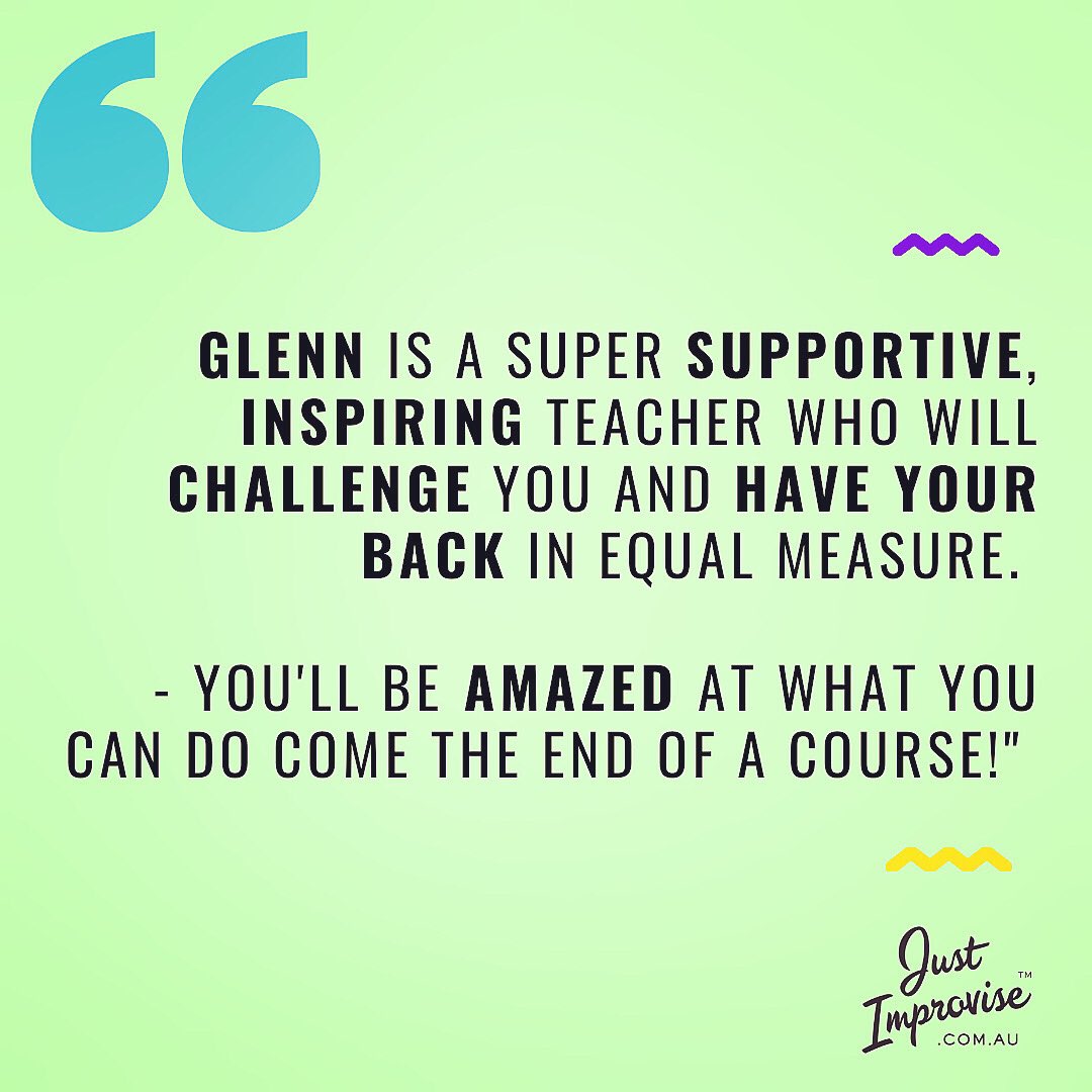 One of many quotes from my wonderful improv students! 

Join my classes and courses, to get a similar experience! 😊

#glennhall #perth #justimprovise