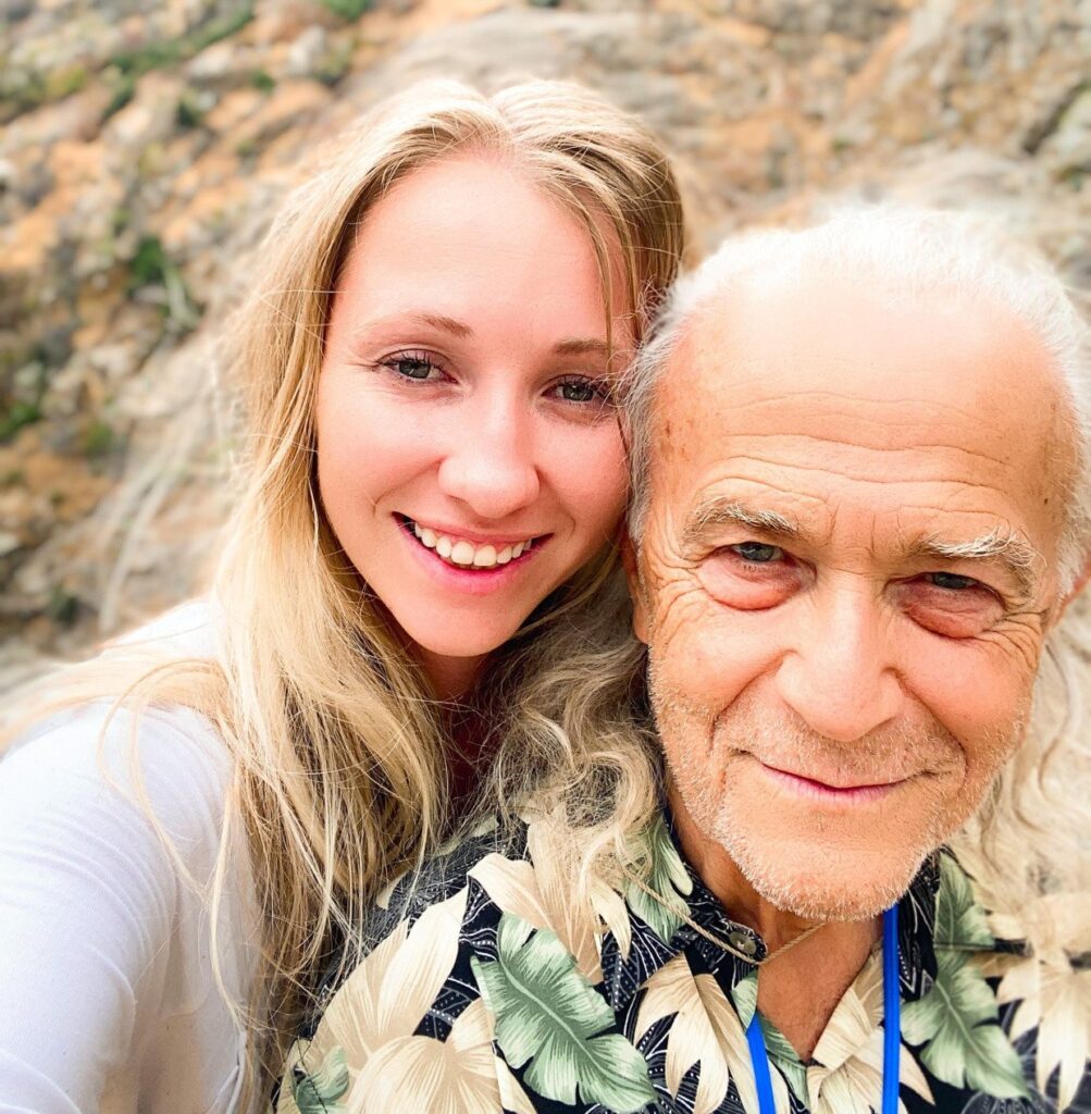 Kelsey of La Jolla, San Diego, met 76-year-old Guy Bon Giovanni from Anchorage, Alaska during a yoga class. He started class after losing his 42-year-old wife.