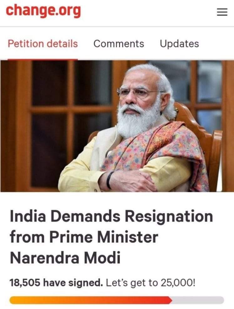 ResignModi Petition by @RichaChadha 

25k votes me to corporator bhi resign na kare 😂🤣