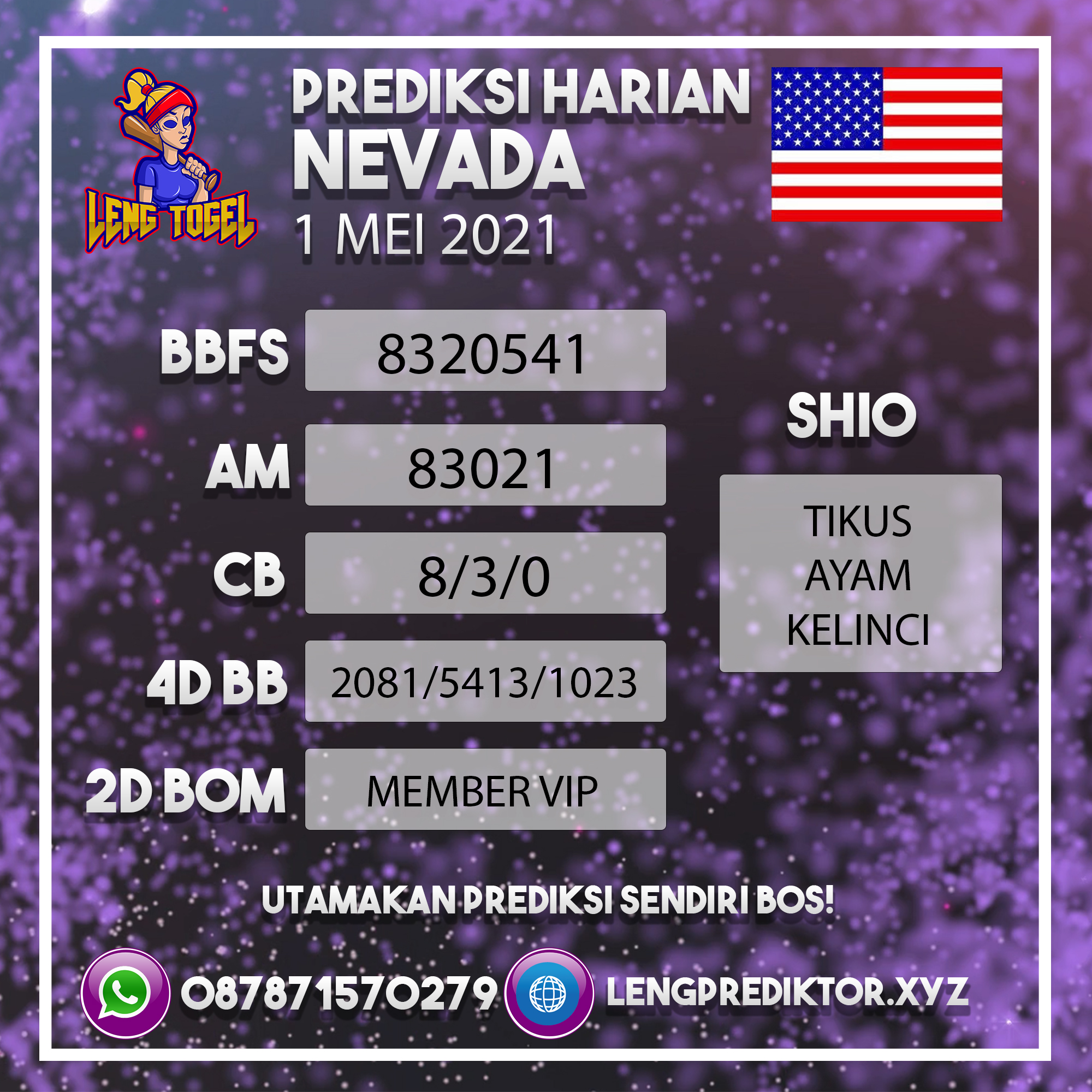 Leng Togel On Twitter: "Bocoran Angka Main Jitu #Nevada Hari Ini 1 Mei 2021  Jitu #Keluarannevada Catatan : Result Nevada Pools Jam 21.30 Wib  #Prediksitogel #Prediksijitu #Prediksinevada Wa.087871570274  Https://T.co/Xfwccs3Bg2" / Twitter