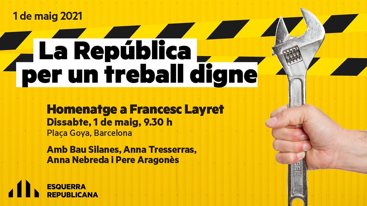 #1deMaig, a la Pl. Goya amb @ERCbcn per la #RepúblicadelTreballDigne