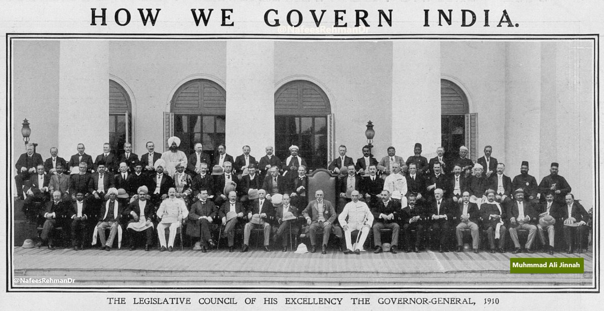 Here is a rare photo of the Governor General's Indian Legislative Council, 1910. You can see Jinnah seated 2nd from R-to-L.