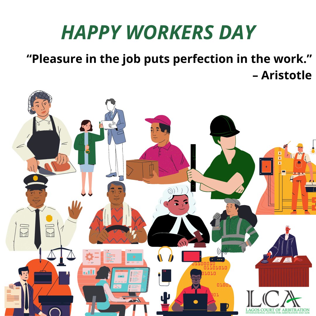 Happy Workers Day From The Lagos Court Of Arbitration.
#workersday #May1st2021 #lcalagos
