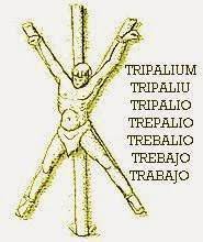 emilio_delrio's tweet photo. "Trabajo" viene del latín TRIPALIUM (=3 palos) que era -a falta de silla eléctrica o cámara de gas- era un instrumento de tortura y ejecución. 
¿No es significativo que para la lengua española "trabajar" sea una "tortura"?
¡Feliz día del trabajo! https://t.co/dHofyE1ML1