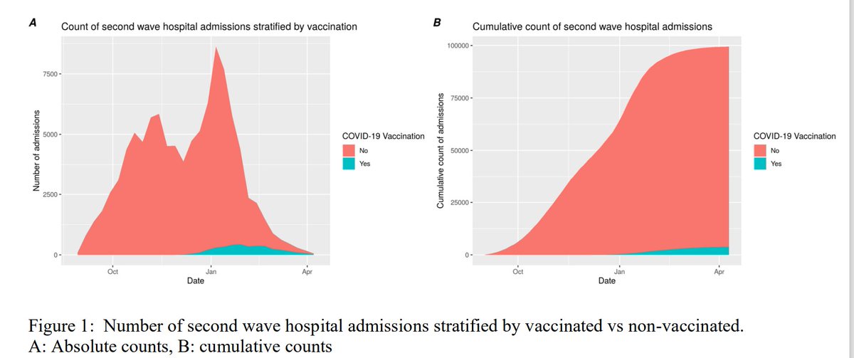 In total though the number admitted post vaccination are a very small percentage of the total admitted in the second wave, evidence that clearly disproves those who have suggested that the vaccination programme caused the dramatic increase we saw in December and January. 6/6