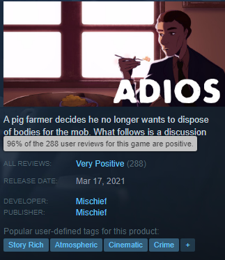 here's the thing though:you should buy adios, which costs much less than cyberpunk and has better reviews