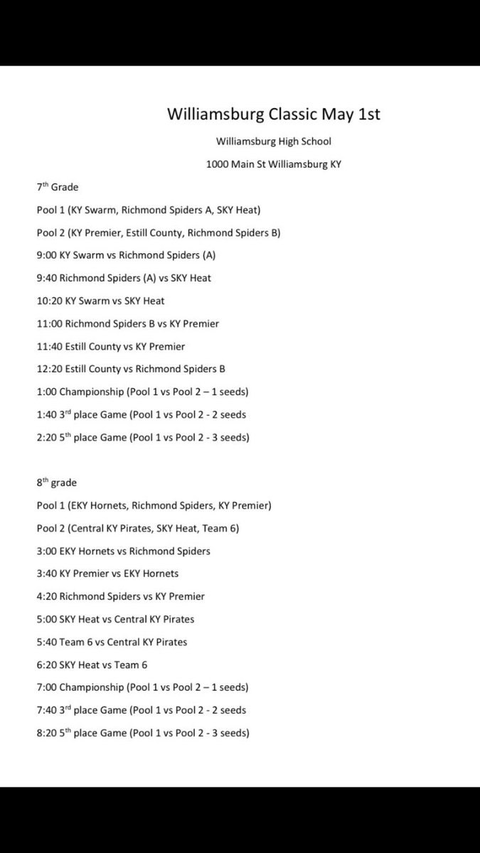 AauEky's tweet photo. Today’s @AauEky schedule at W’Burg. 🏀 https://t.co/9F8wCikQWE