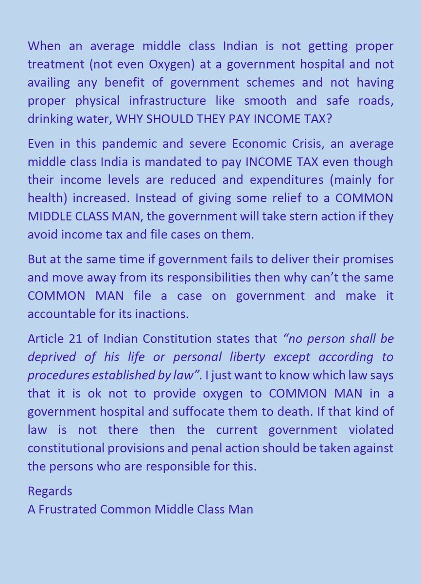 krkvarma23's tweet image. @barandbench @pbhushan1 @PrashantKishor @nsitharaman @narendramodi @PMOIndia @MoHFW_INDIA @SakshiHDTV @NtvTeluguLive @TV9Telugu @ndtv @TimesNow @CNNnews18 

#COVID19India 
#COVIDSecondWaveInIndia 
#CommonManProblems
#OxygenShortage 
#HospitalBeds 
#VaccineShortage