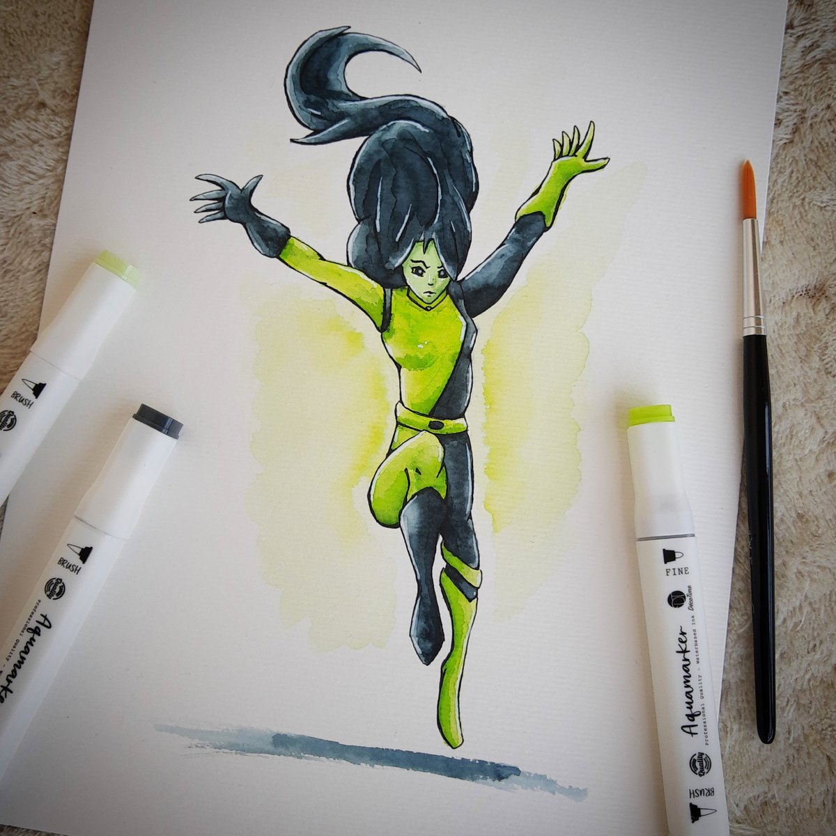 Tenefester's tweet image. Shego de la série Kim possible 💚

✍️ Aquamarkers, Promarkers
⌛ 3h

#shego #kimpossible #girlpower #girlpower💪 #woman #womanartist #girl #animeartist #fanart #fanartanime #villain #villainous #villainousfanart #aquamarker #aquamarkers #watercolors #watercolours #aquarelle