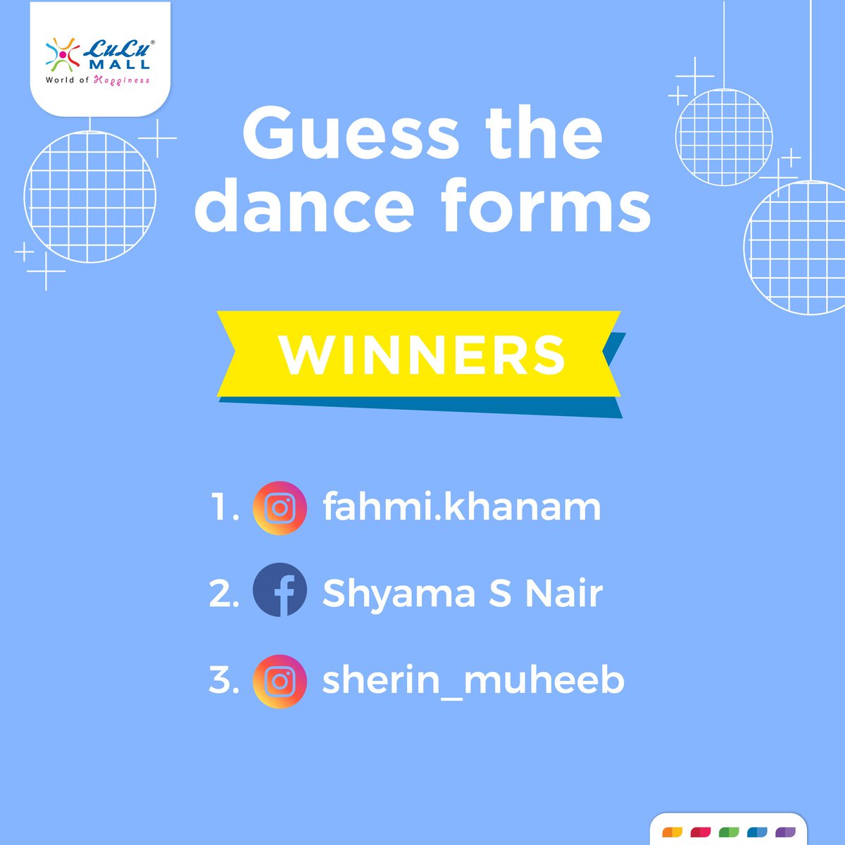 Here are the winners of LuLu’s ‘Guess the dance form’ contest! Congratulations to all the lucky winners and we thank you for your active participation!

#LuLuMall #LuLu #LuLuMallKochi #DanceForms #Winners #InternationalDanceDay #Kochi