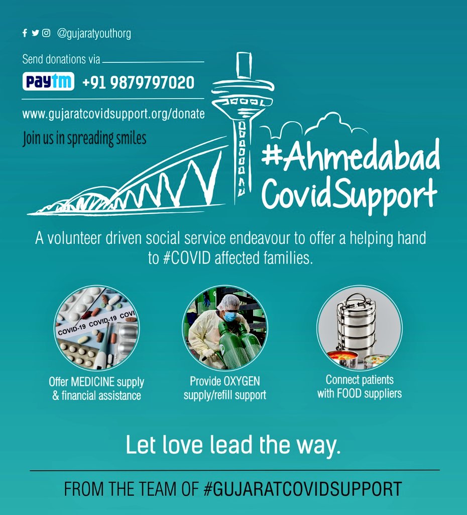 RT :  Join & Support #AhmedabadCovidSupport on #gujaratfoundationday fundraiser to help in 
three critical needs - 
Medicines 💊, 
Oxygen cylinders🫁 &  
Food 🥡 for those who need it the most.  #TogetherWeCanDoMore 
 Link : 👇🏽❤️
gujaratcovidsupport.org/donate/